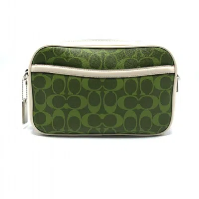 Pre-owned Coach Blue Green White Signature Line Shoulder Bag ()