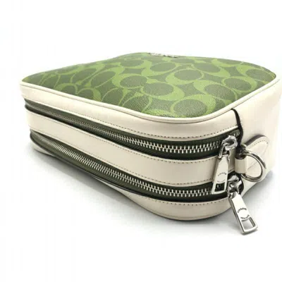 Pre-owned Coach Blue Green White Signature Line Shoulder Bag ()