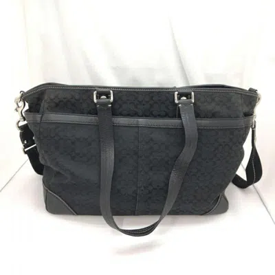 Pre-owned Coach Signature Black Blue Signature Line Tote Bag ()