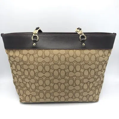 Pre-owned Coach Signature Line Tote Bag ()
