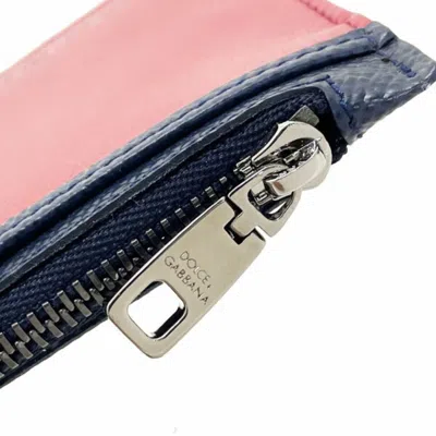 Pre-owned Dolce & Gabbana Multi-color Navy Red Color Leather Coin Purse/coin Case ()