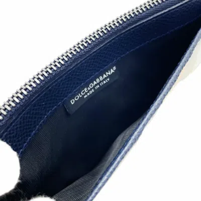 Pre-owned Dolce & Gabbana Multi-color Navy Red Color Leather Coin Purse/coin Case ()