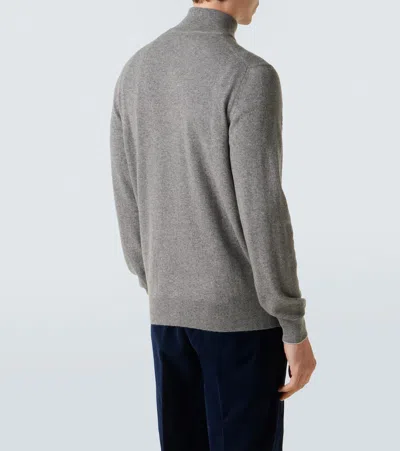 Brunello Cucinelli Half-zip High Collar Ribbed Sweater In Grey
