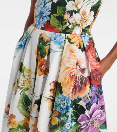 Dolce & Gabbana Flower Bouquet-print Poplin Dress In Multi