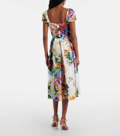 Dolce & Gabbana Flower Bouquet-print Poplin Dress In Multi
