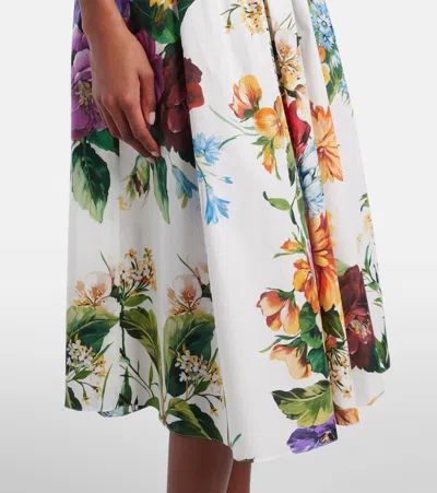 Dolce & Gabbana Flower Bouquet-print Poplin Dress In Multi