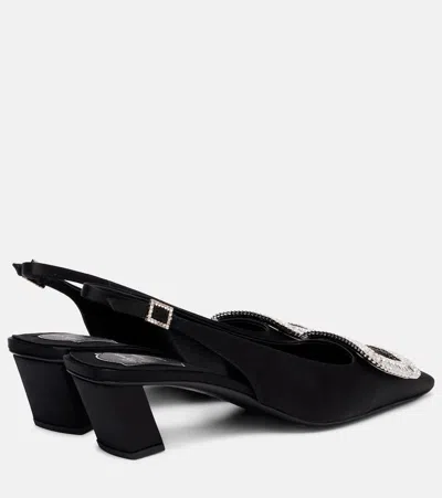 Roger Vivier Belle Vivier Crystal Buckle Slingback Pumps In Black