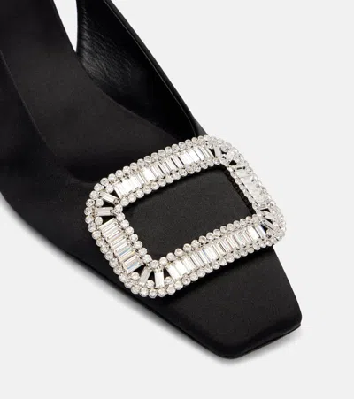 Roger Vivier Belle Vivier Crystal Buckle Slingback Pumps In Black