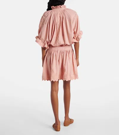 Juliet Dunn Poplin Blouson Dress With Ric Rac Embroidery Jaipur Pink In Pink
