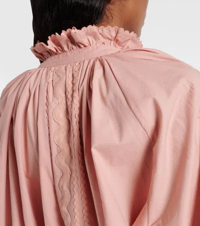Juliet Dunn Poplin Blouson Dress With Ric Rac Embroidery Jaipur Pink In Pink