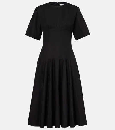 Alexander Mcqueen Mcqueen Cotton Poplin Midi Dress In Black