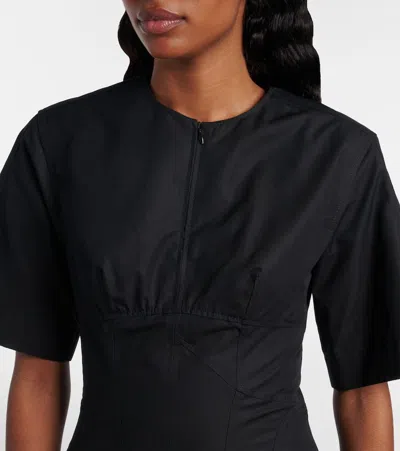 Alexander Mcqueen Mcqueen Cotton Poplin Midi Dress In Black