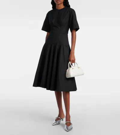Alexander Mcqueen Mcqueen Cotton Poplin Midi Dress In Black