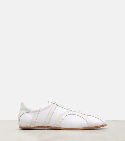 Totême Canvas Low-top Sneakers With Leather Profiles In White