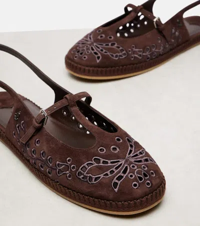 Jimmy Choo Aimee Suede Slingback Espadrille Flats In Brown