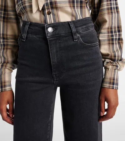 Frame Le Slim Palazzo Black Jeans With Logo Patch On The Rear And Wide Leg In Denim Woman