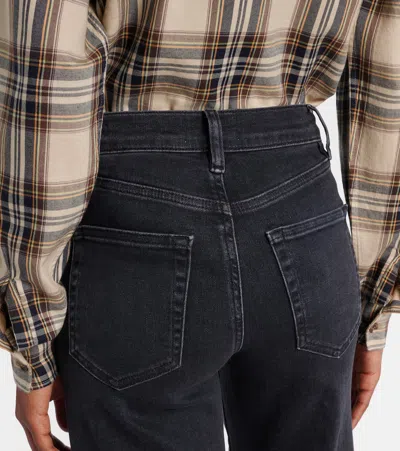 Frame Le Slim Palazzo Black Jeans With Logo Patch On The Rear And Wide Leg In Denim Woman