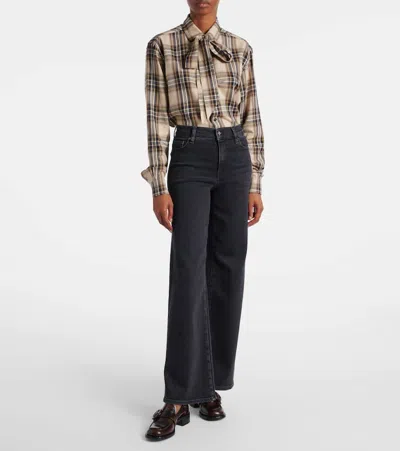 Frame Le Slim Palazzo Black Jeans With Logo Patch On The Rear And Wide Leg In Denim Woman