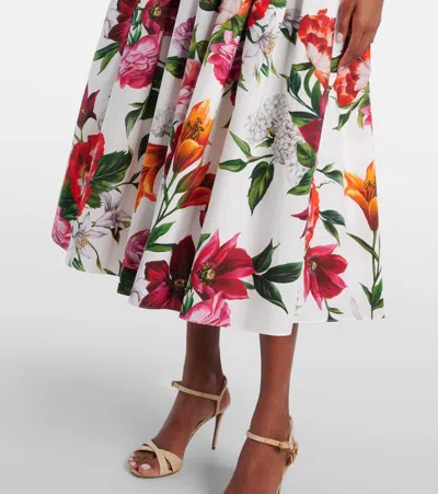 Dolce & Gabbana Flower-print Sleeveless Poplin Dress In Animal Print