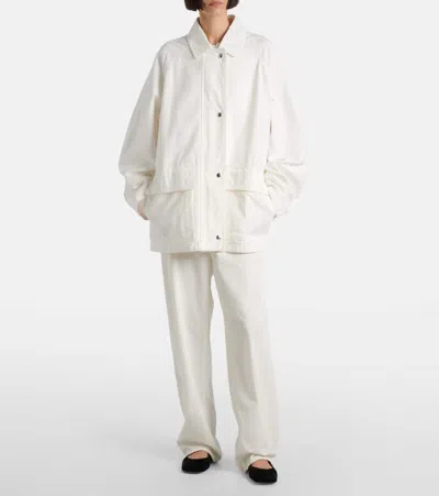 The Row Elodianna Long-sleeve Cotton Utility Jacket In White