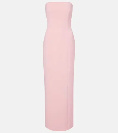 Solace London 'anderson' Pink Long Dress With Bare Shoulder And Back Slit In Twill Woman In Pink