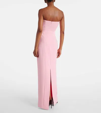 Solace London 'anderson' Pink Long Dress With Bare Shoulder And Back Slit In Twill Woman In Pink