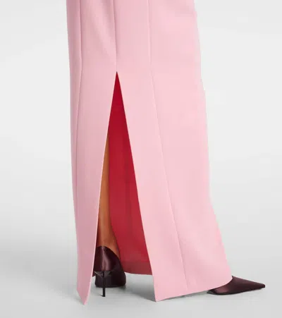 Solace London 'anderson' Pink Long Dress With Bare Shoulder And Back Slit In Twill Woman In Pink