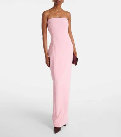 Solace London 'anderson' Pink Long Dress With Bare Shoulder And Back Slit In Twill Woman In Pink