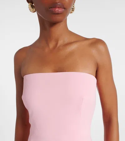 Solace London 'anderson' Pink Long Dress With Bare Shoulder And Back Slit In Twill Woman In Pink