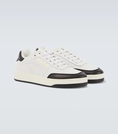 Saint Laurent White And Black Leather Sneakers In Multi