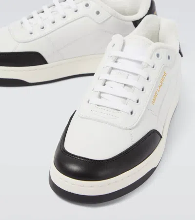 Saint Laurent White And Black Leather Sneakers In Multi