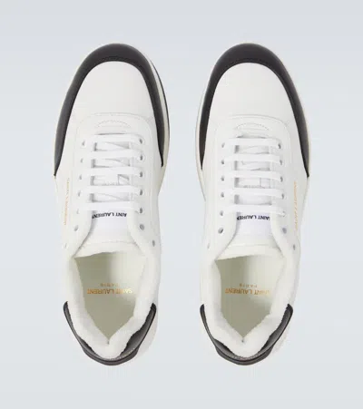 Saint Laurent White And Black Leather Sneakers In Multi