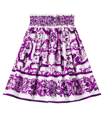 Dolce & Gabbana Majolica Printed Cotton Poplin Skirt In Multi