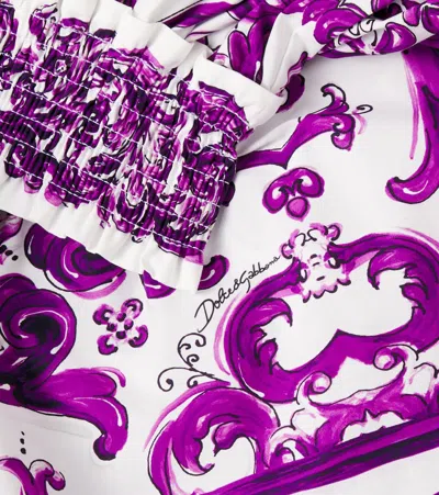 Dolce & Gabbana Majolica Printed Cotton Poplin Skirt In Multi