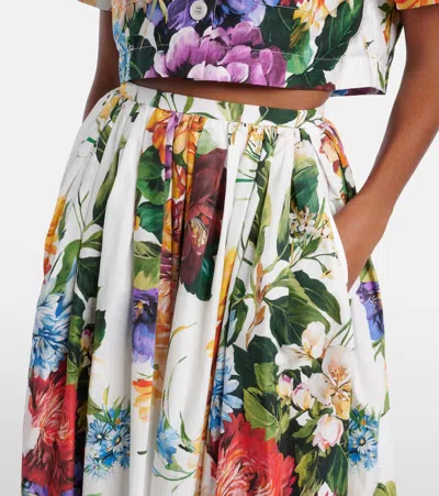 Dolce & Gabbana Flower-bouquet Print Midi Skirt In Multi