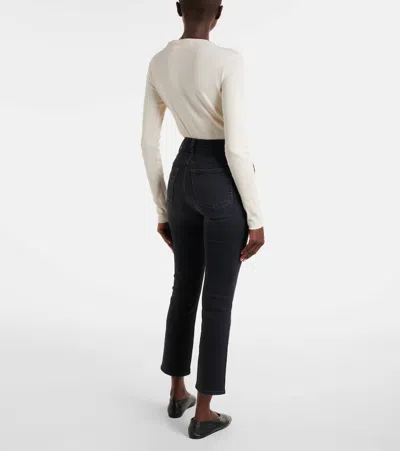 Frame Le Crop High Waist Raw Hem Mini Bootcut Jeans In Animal Print