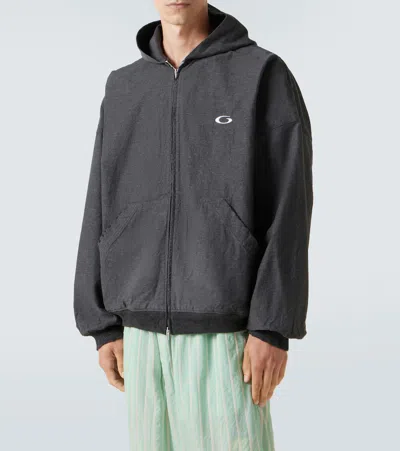 Balenciaga Men Grey Sweatshirt With Fixed Hood And Logo Detail On The Front In Cotton Man In Gray