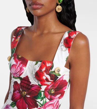 Dolce & Gabbana Floral Mini Dress Sweetheart Neckline Straps In Multi