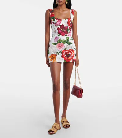 Dolce & Gabbana Floral Mini Dress Sweetheart Neckline Straps In Multi