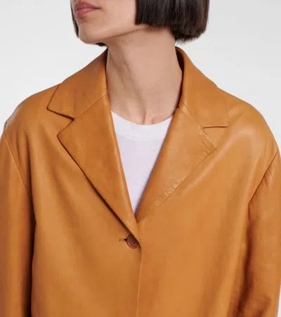 The Row Fabian Leather Jacket In Brown