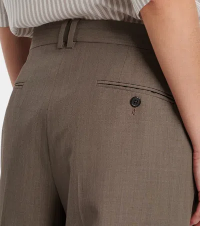 The Row Bryce Wool And Silk Straight Pants In Brown