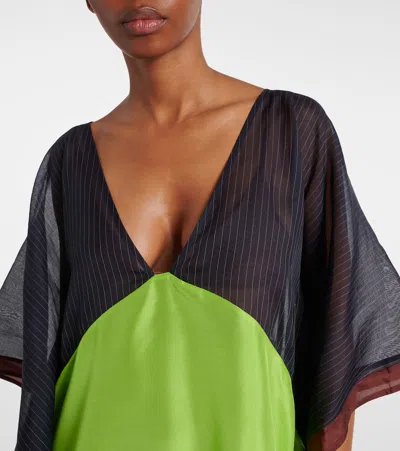 Tory Burch Colorblocked Silk Midi Kaftan Dress