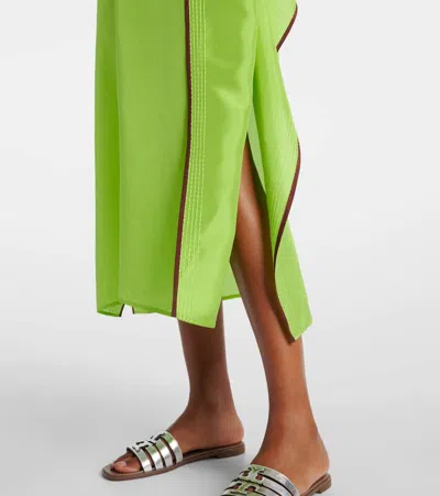 Tory Burch Colorblocked Silk Midi Kaftan Dress