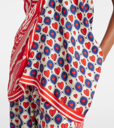 Camilla Rinse & Roar Embellished Printed Silk Top In Red