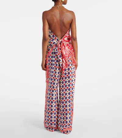 Camilla Rinse & Roar Embellished Printed Silk Top In Red