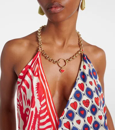Camilla Rinse & Roar Embellished Printed Silk Top In Red
