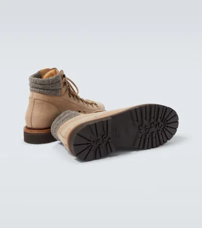 Brunello Cucinelli 'alpine' Ankle Boots Featuring Metal Eyelets In Brown