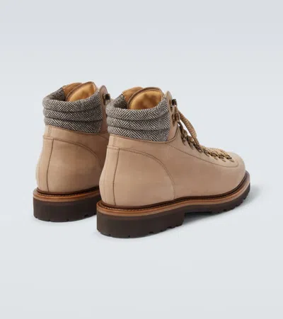 Brunello Cucinelli 'alpine' Ankle Boots Featuring Metal Eyelets In Brown