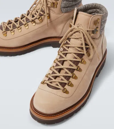 Brunello Cucinelli 'alpine' Ankle Boots Featuring Metal Eyelets In Brown