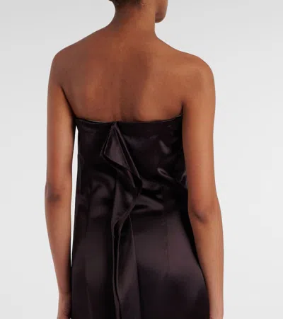 The Row Dolci Strapless Silk-blend Maxi Dress In Brown